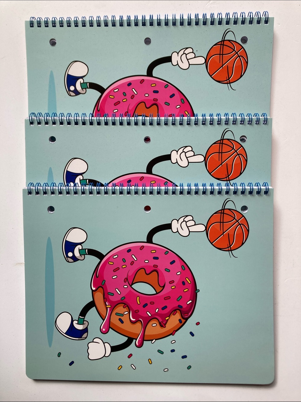 3 Pink donut with sprinkles and basketball graphic notebook Lot